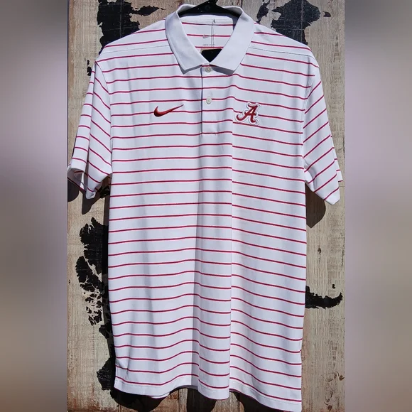 NEW Nike Alabama Crimson Tide Mens DriFIT Victory Stripe Short Sleeve Polo's - Picture 5 of 16